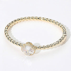 Clover Stone Accented Twisted Bangle
