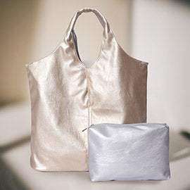 Reversible Metallic Tote and Pouch