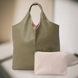 Reversible Metallic Tote and Pouch