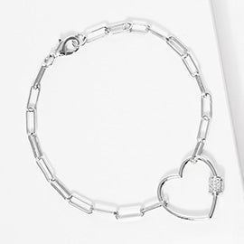Gold Dipped Paved Open Heart Chain Bracelet