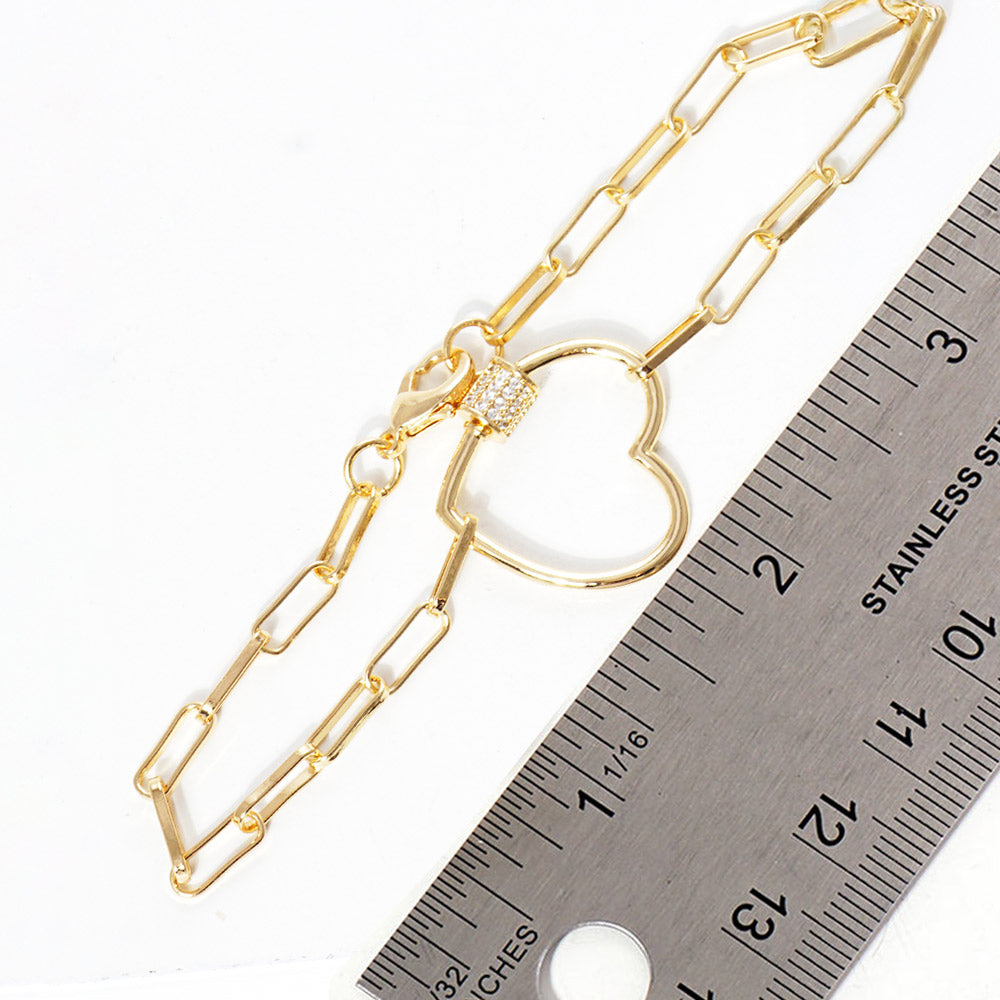 Gold Dipped Paved Open Heart Chain Bracelet