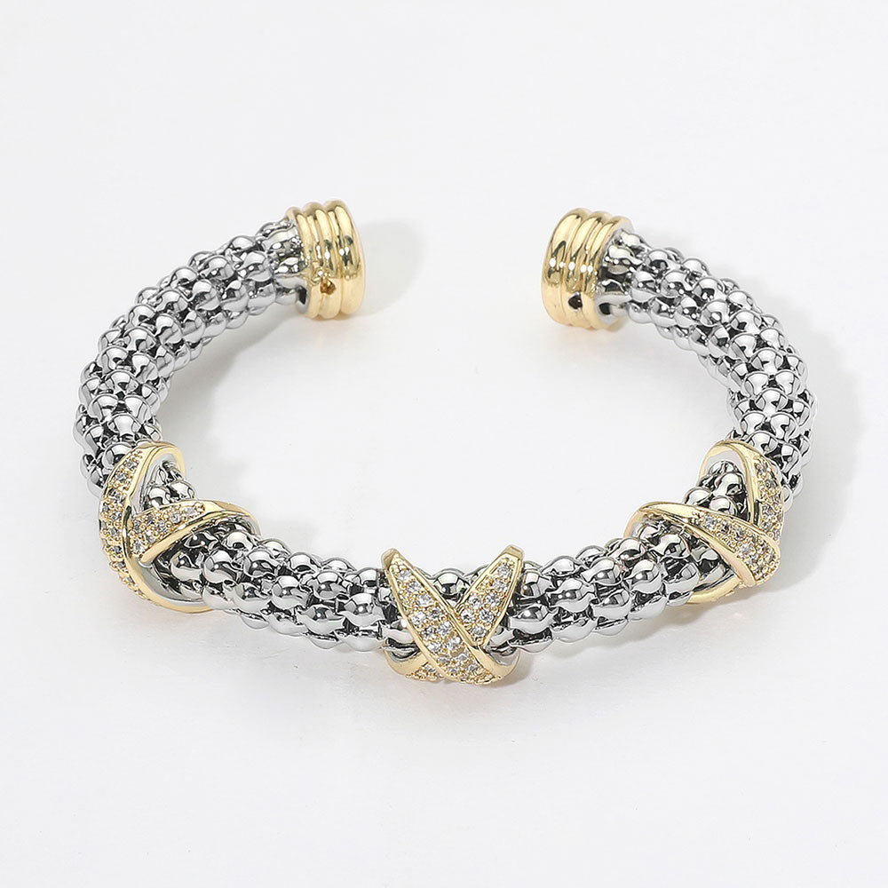 Paved Crisscross Two Tone Cuff