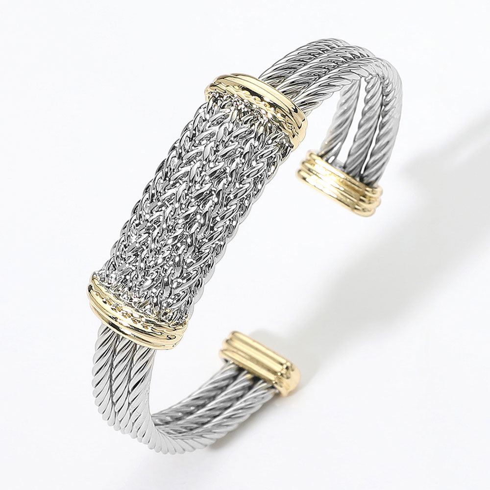 Two Tone Textured Metal Cuff