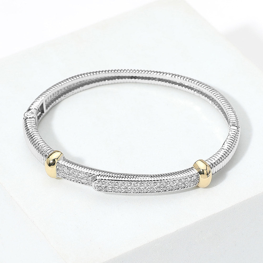 Paved Two Tone Hinged Bangle
