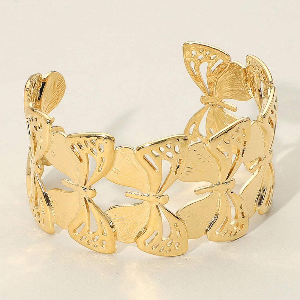 Stainless Steel Butterfly Cutout Cuff Bracelet