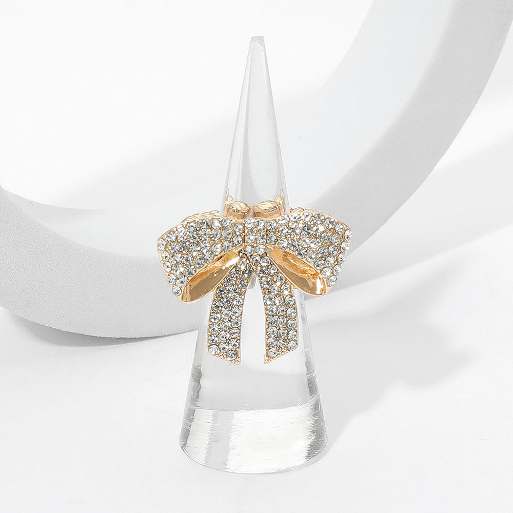 Rhinestone Paved Bow Ring
