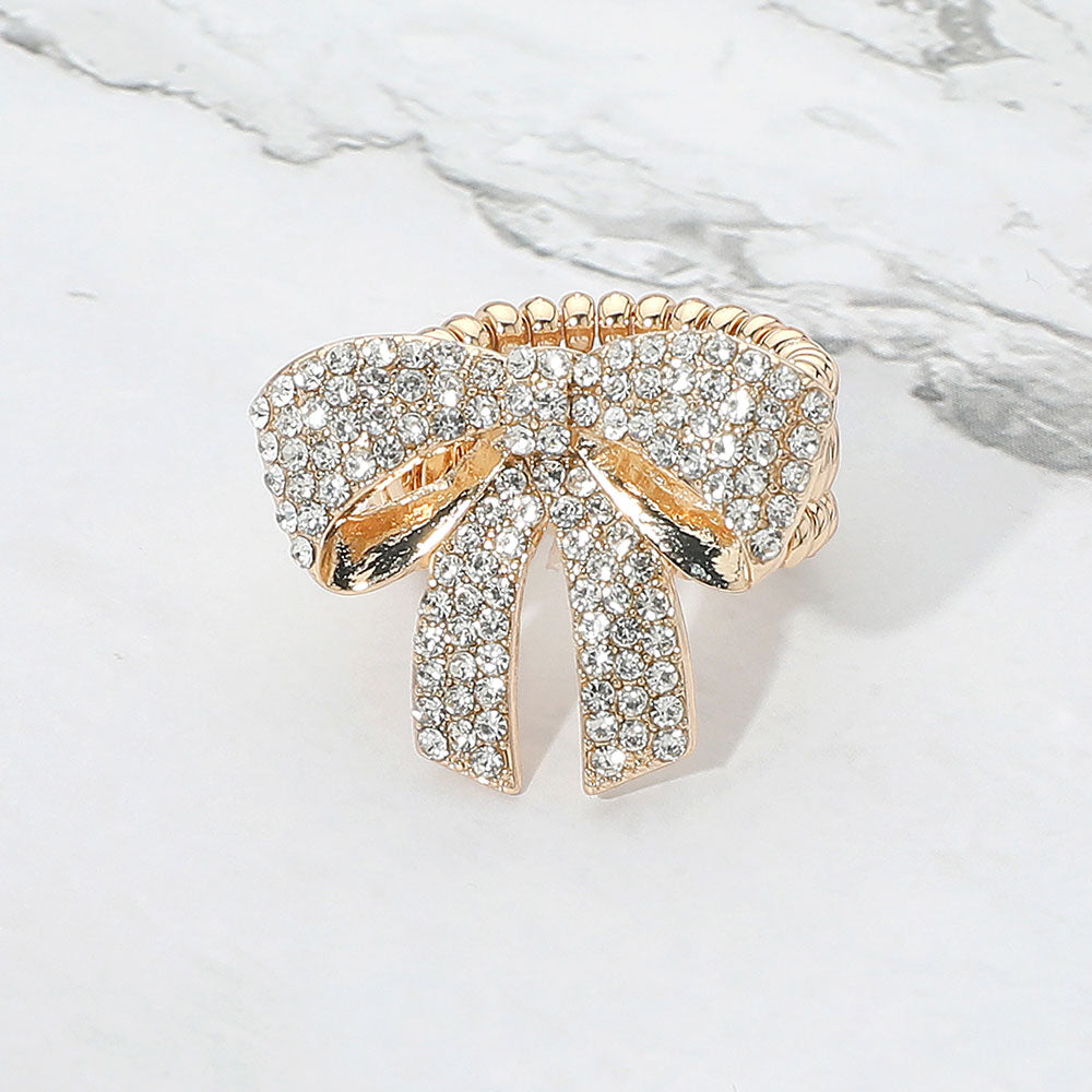 Rhinestone Paved Bow Ring