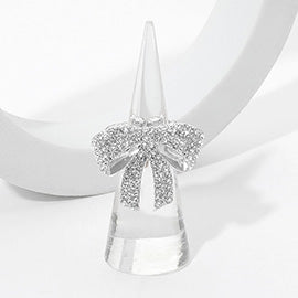 Rhinestone Paved Bow Ring
