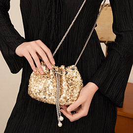 Pearl Tip Mini Sequin Crossbody