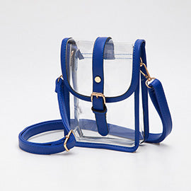 Faux Leather Belt Buckle Transparent Crossbody
