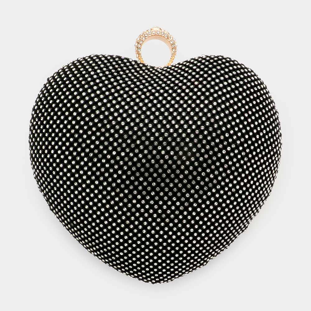 Rhinestone Heart Evening Clutch / Crossbody