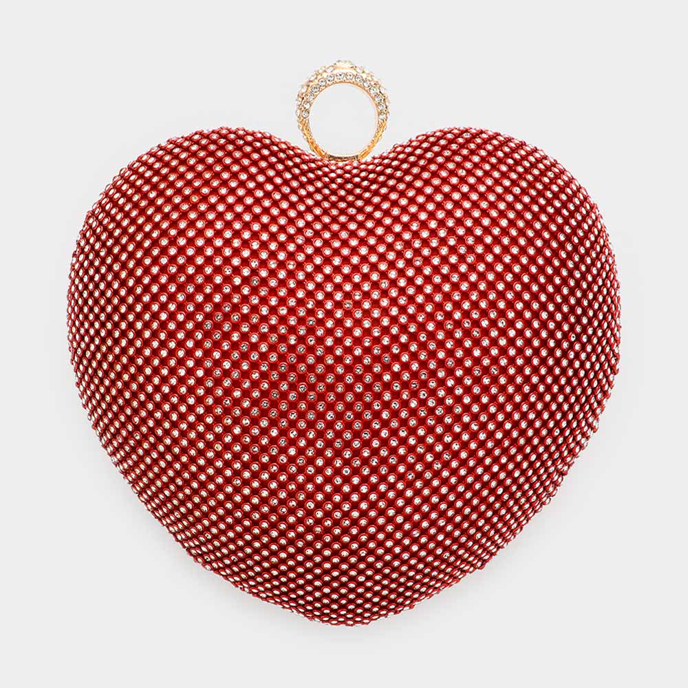 Rhinestone Heart Evening Clutch / Crossbody
