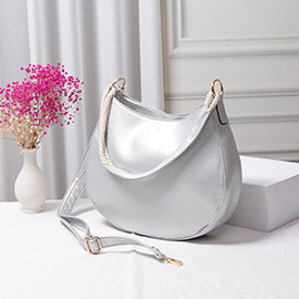 Solid Faux Leather Crossbody