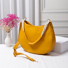 Solid Faux Leather Crossbody