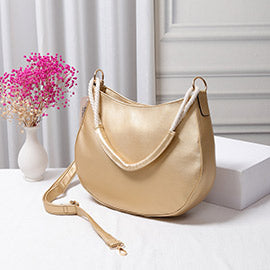 Solid Faux Leather Crossbody