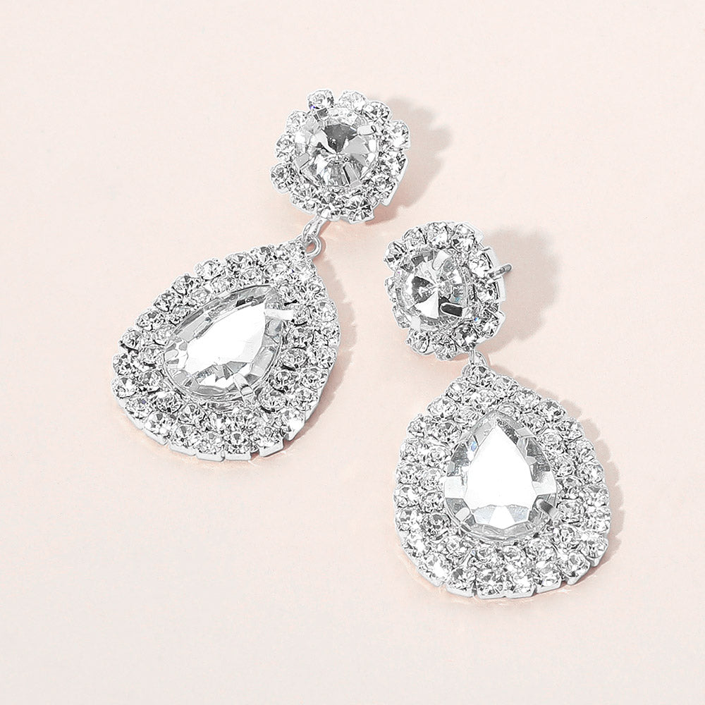 Glass Teardrop Evening Earrings