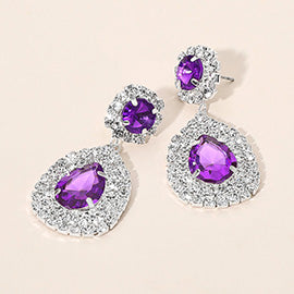 Glass Teardrop Evening Earrings