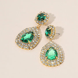 Glass Teardrop Evening Earrings