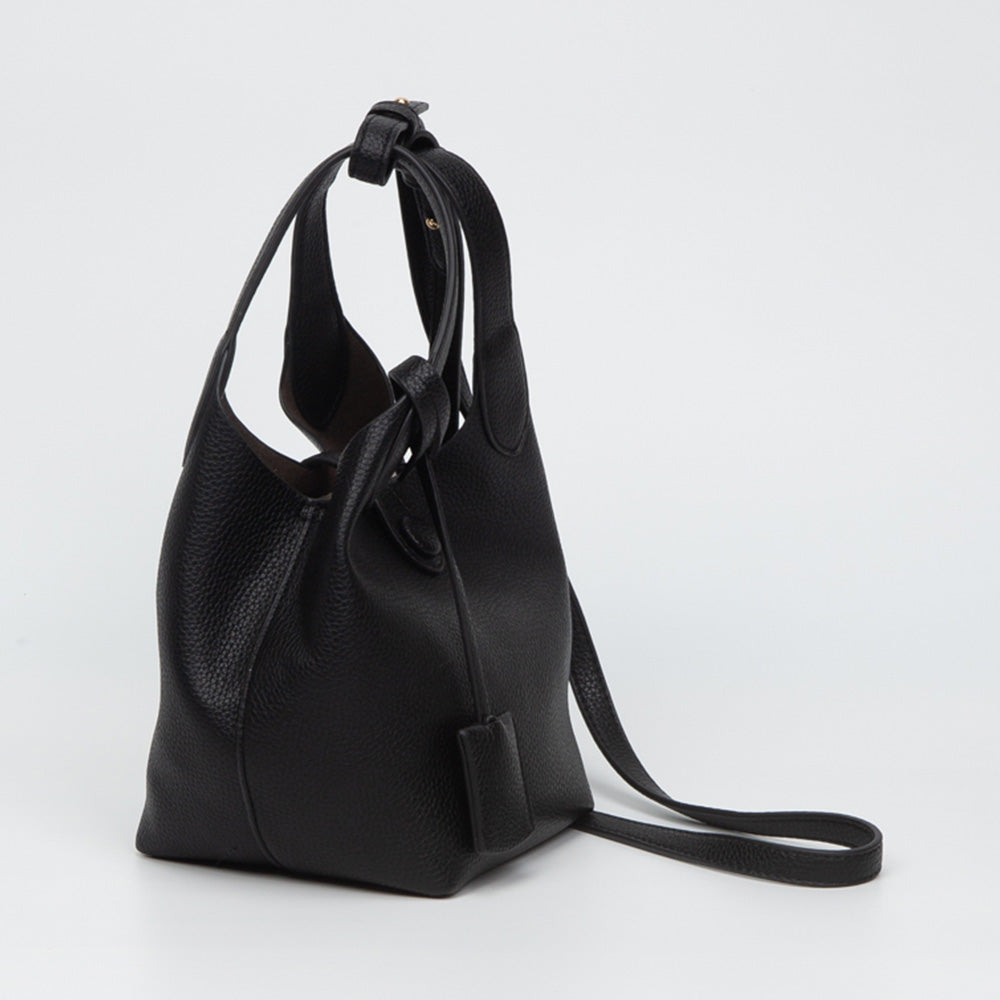 Pebbled Faux Leather Bucket Bag / Handbag / Crossbody Bag