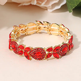 Marquise Teardrop Cluster Beaded Stretch Bracelet