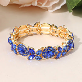 Marquise Teardrop Cluster Beaded Stretch Bracelet