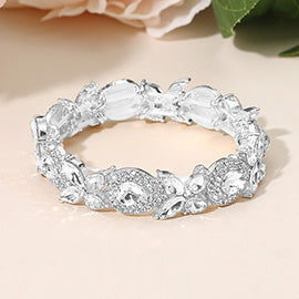 Marquise Teardrop Cluster Beaded Stretch Bracelet