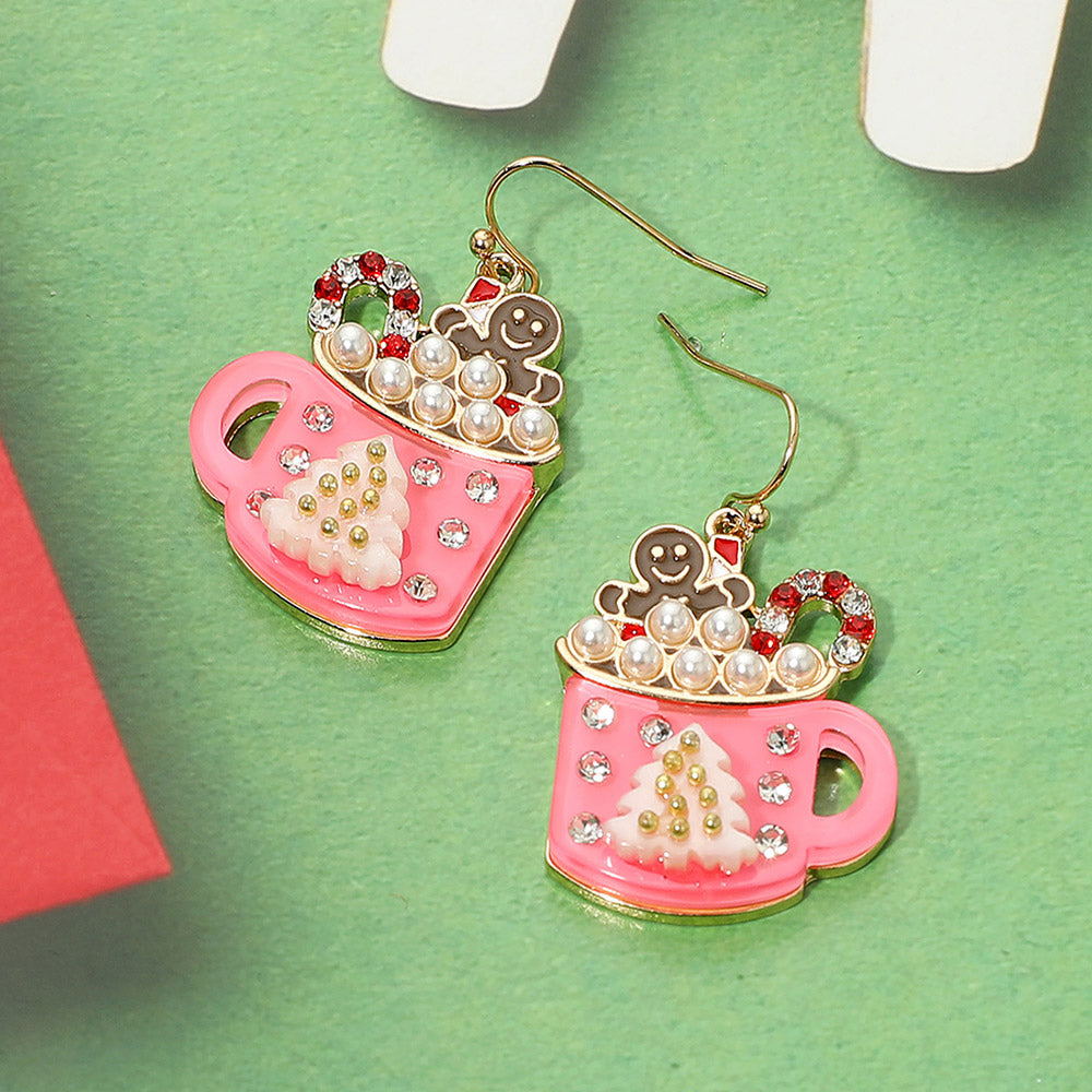 Gingerbread Man Holiday Cocoa Mug Earrings