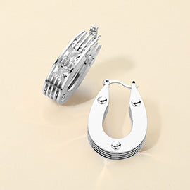 Square Stone Teardrop Hoop Earrings