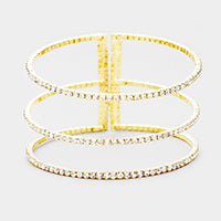 3Row Split Layer Crystal Evening Cuff