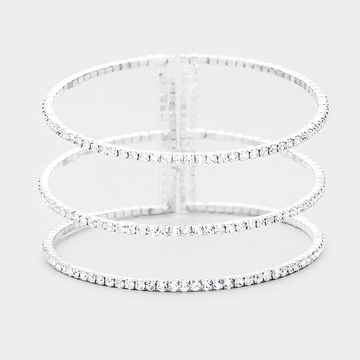 3Row Split Layer Crystal Evening Cuff