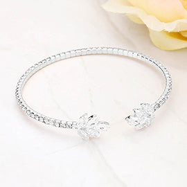 CZ Stone Marquise Stone Cluster Leaf Tip Cuff