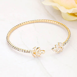 CZ Stone Marquise Stone Cluster Leaf Tip Cuff