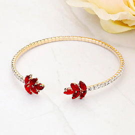 CZ Stone Marquise Stone Cluster Leaf Tip Cuff