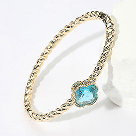 Clover Stone Accented Twisted Bangle