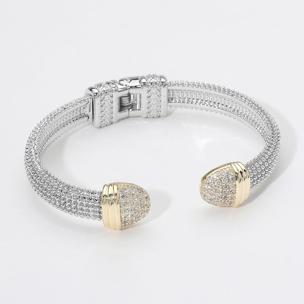 Paved Two Tone Hinged Cuff