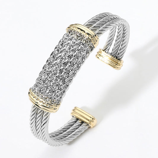 Two Tone Textured Metal Cuff