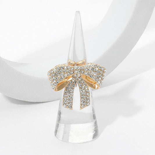 Rhinestone Paved Bow Ring