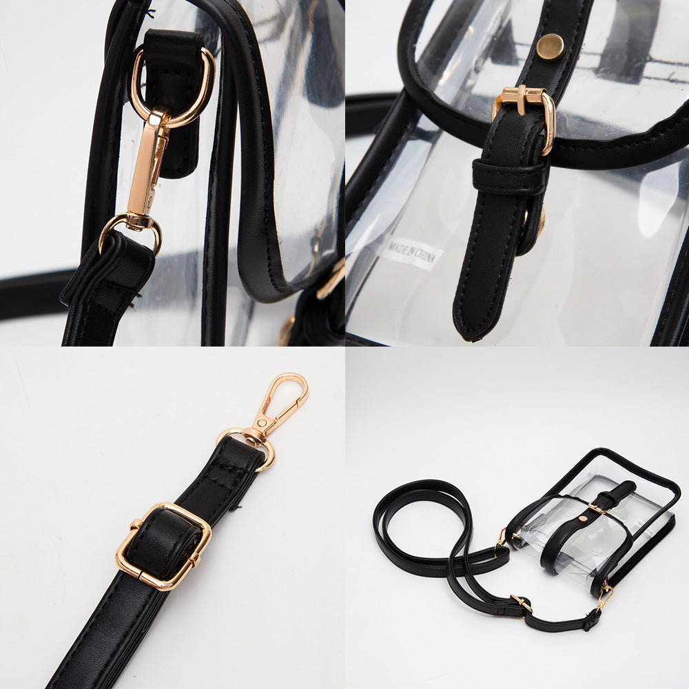 Faux Leather Belt Buckle Transparent Crossbody