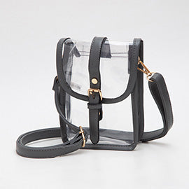 Faux Leather Belt Buckle Transparent Crossbody