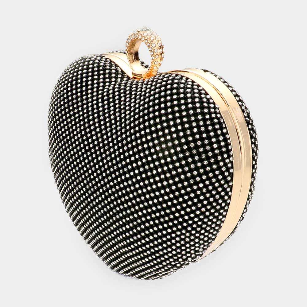 Rhinestone Heart Evening Clutch / Crossbody