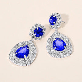Glass Teardrop Evening Earrings