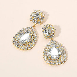 Glass Teardrop Evening Earrings