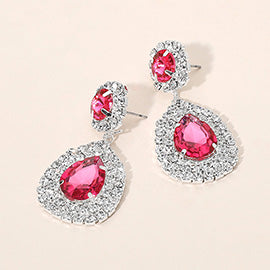 Glass Teardrop Evening Earrings