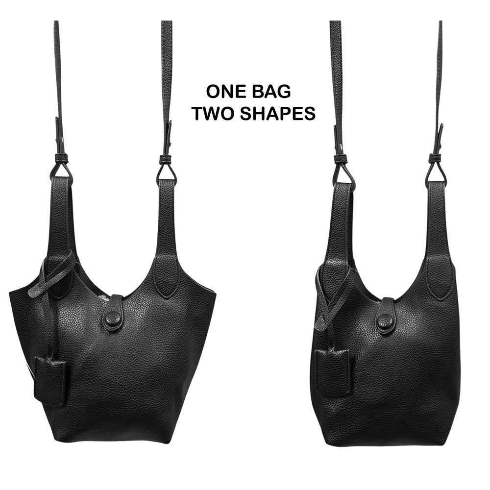 Pebbled Faux Leather Bucket Bag / Handbag / Crossbody Bag