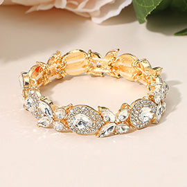 Marquise Teardrop Cluster Beaded Stretch Bracelet